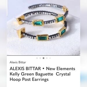 Alexis Bittar Gold Tone Hoops with Emerald Green Accents!!!